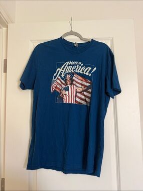 Made in America Blue Graphic Tee - Patriotic Short Sleeve Shirt